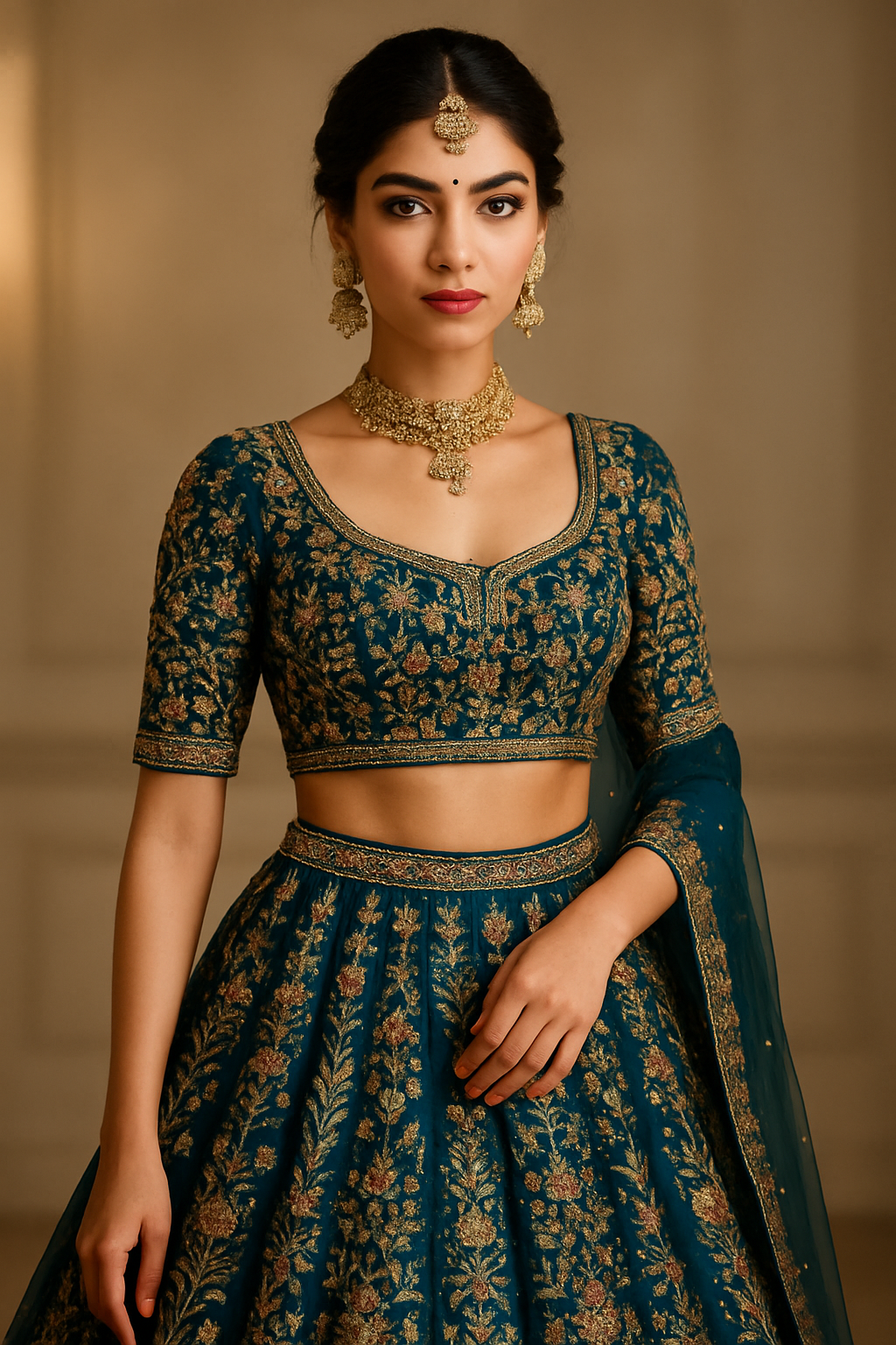 The Sunset Rose Garden Lehenga